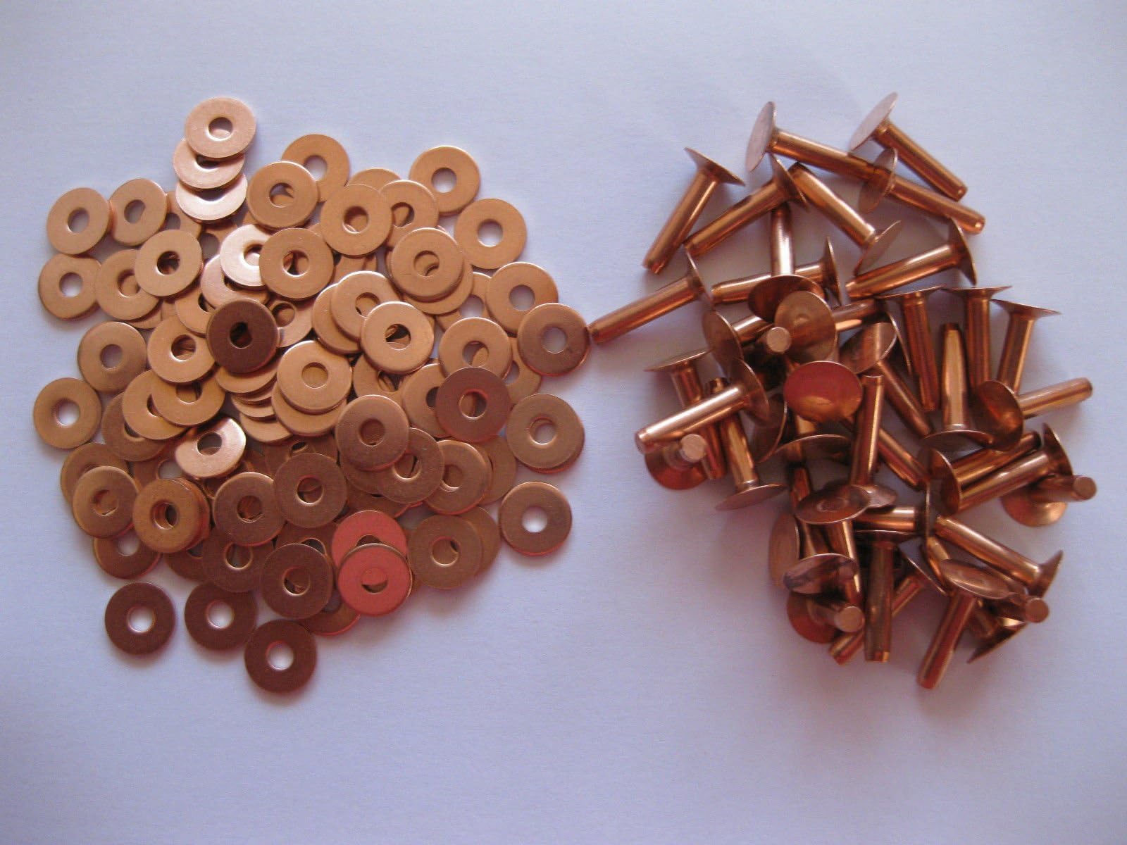Copper saddlers rivets & setting tool 10 Gauge x 1/2 & washers leather belt bag, Setting tool