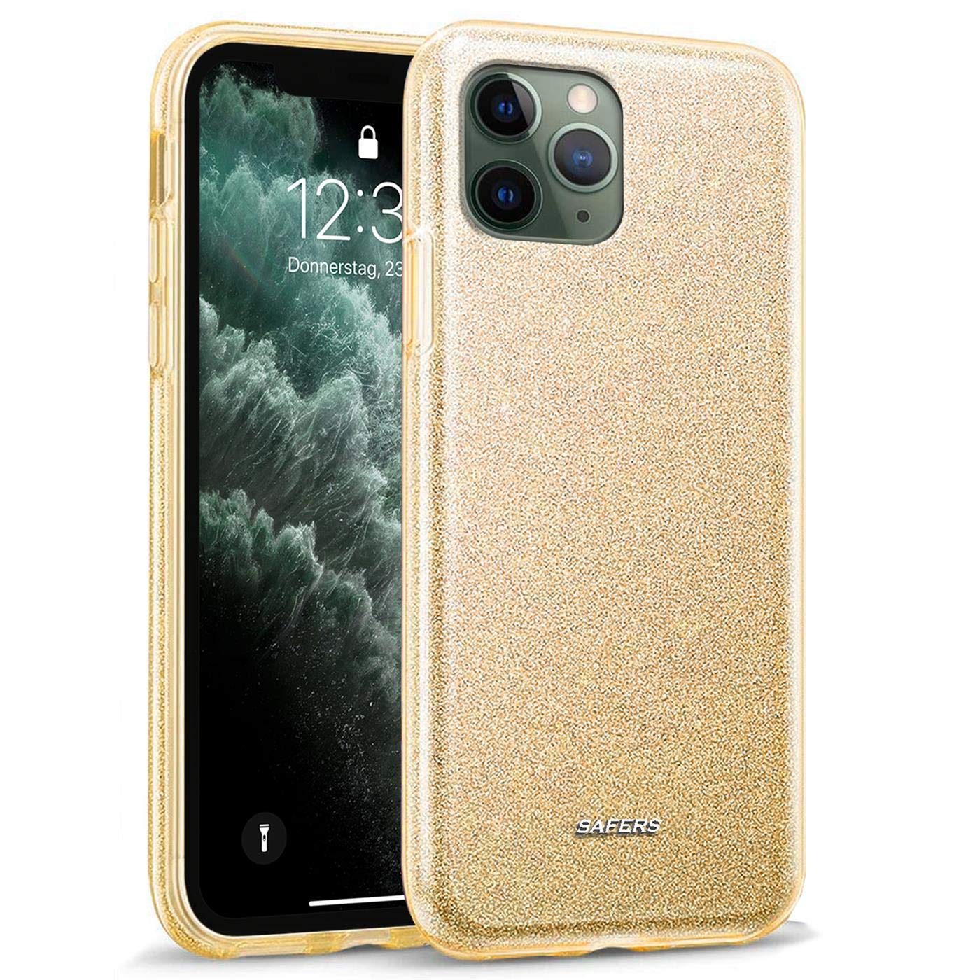 Protective Case for iPhone 11 Pro Max Case, Glitter Motif Mobile Phone Case for Apple iPhone 11 Pro Max Case Silicone TPU Cover [6.5 inch], Gold