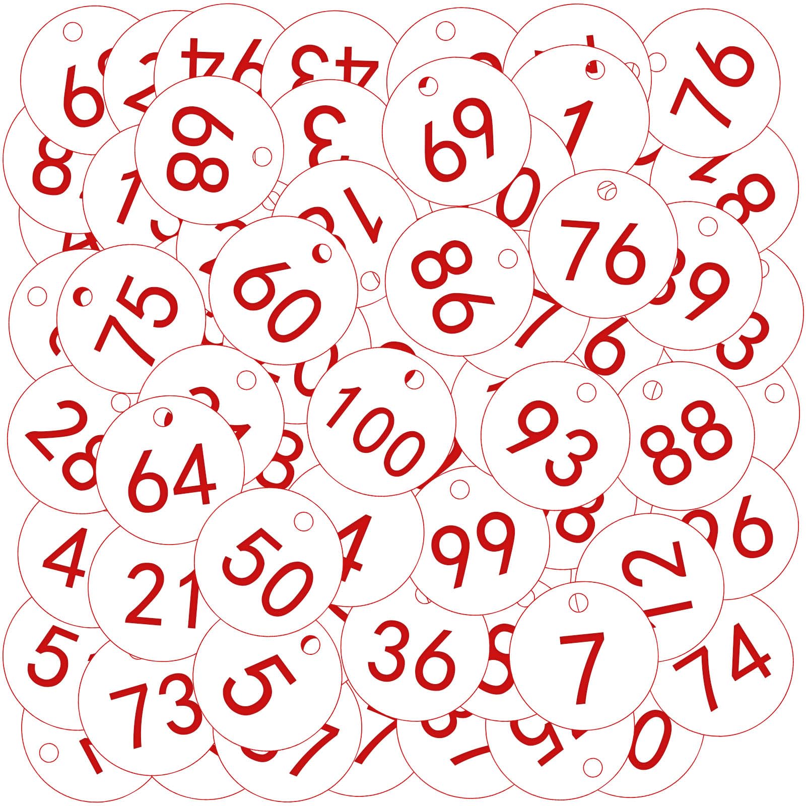 OFFCUP Plastic Number, 100pcs Engraved Numbered Tags, Plastic Number Tags ID Number Tags Discs Number Tags Table Numbers for Hotel Mailbox Gym School Office (1-100 White) — image 1