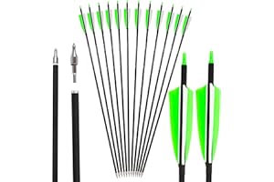 ZSHJGJR 30 Inch Archery Carbon Arrows Hunting Arrows with 4” Turkey Feather Target Practice Arrows Spine 500 for Compound & R
