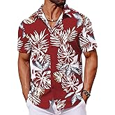 COOFANDY Mens Hawaiian Shirt Short Sleeve Button Down Shirts Tropical Floral Summer Beach Shirts