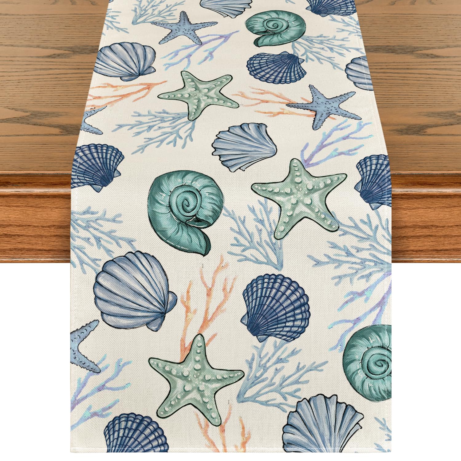 Artoid Mode Sea Grass Conch Starfish Ocean Summer Table Runner ...