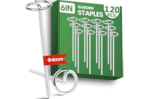 PAMOFUPER 120pcs Landscape Fabric Pins, Bold 8 Gauge Weed Barrier Garden Staples Stakes Galvanized Steel, Landscape Fabric Staples Tent Stakes Yard Stakes (120 X 6in)