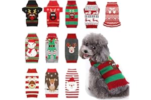 AXIIJGL Small Dog Christmas Sweater Reindeer Dog Clothes for Small Dogs Striped Dachshund Sweater Soft Cat Christmas Sweater Dog for Dachshund Chihuahua Frenchie