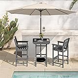SERWALL 4 Pieces Outdoor Patio Bar Set with 9ft
