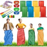 29 Pcs Potato Sack Race Bags, Carnival Outdoor Games Race Bags | Includes 3-Legged Race Bands, Egg Spoon Relay Race, Plastic Medals, Outdoor Lawn Party Field Day Games for Adults &amp; Family