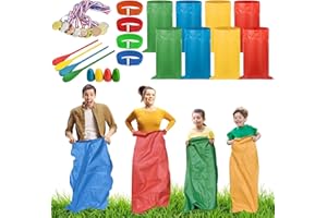 succulentlovers Potato Sack Race Bags - 25 PCS Outdoor Games Sack Race Bags, 3-Legged Race Bands, Egg Spoon Relay Race, Plastic Medals, Carnival Outdoor Lawn Party Games for Adults & Family