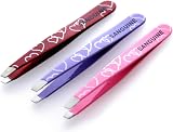 Sanguine Purple Heart Slant Tip Eyebrow Facial Hair Removal Tweezers w/ Case view 5