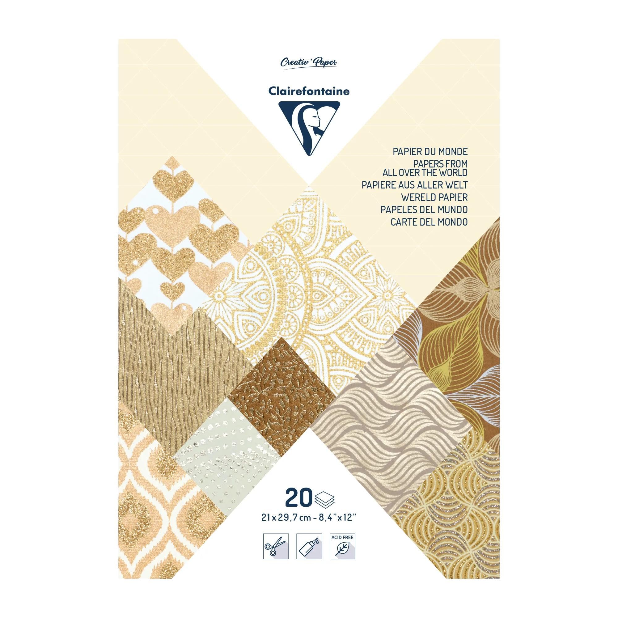 Clairefontaine 95096C Pad of 20 Sheets of Paper Format A4 21x29,7cm Handmade Textured Papers Creative Leisure Cardmaking Scrapbooking Decoration Ivory Colours