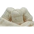 TEHETE Merino Wool Yarn for Knitting 3-Ply Soft Lightweight 150g Crochet Yarn (Beige)