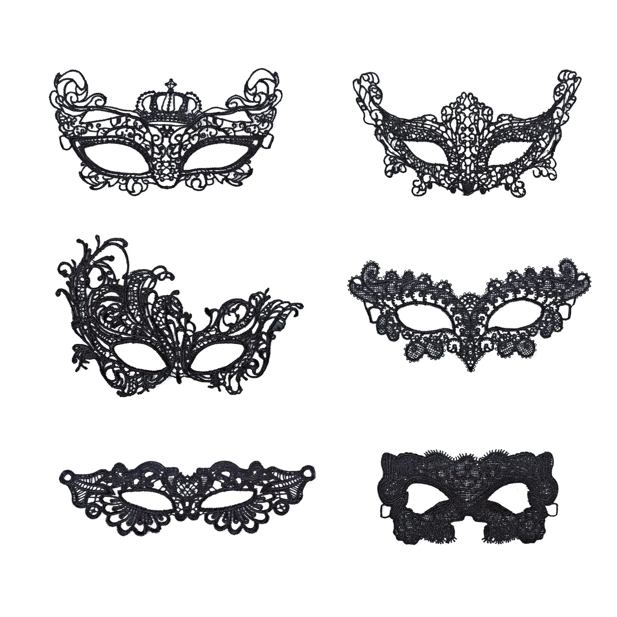 Photo 1 of OVISEEN 6 Packs Masquerade Mask Women Venetian Eye Sex y Lace for Halloween Carnival Party Costume Ball, Black,6.3*9.5 inches /160*240 mm