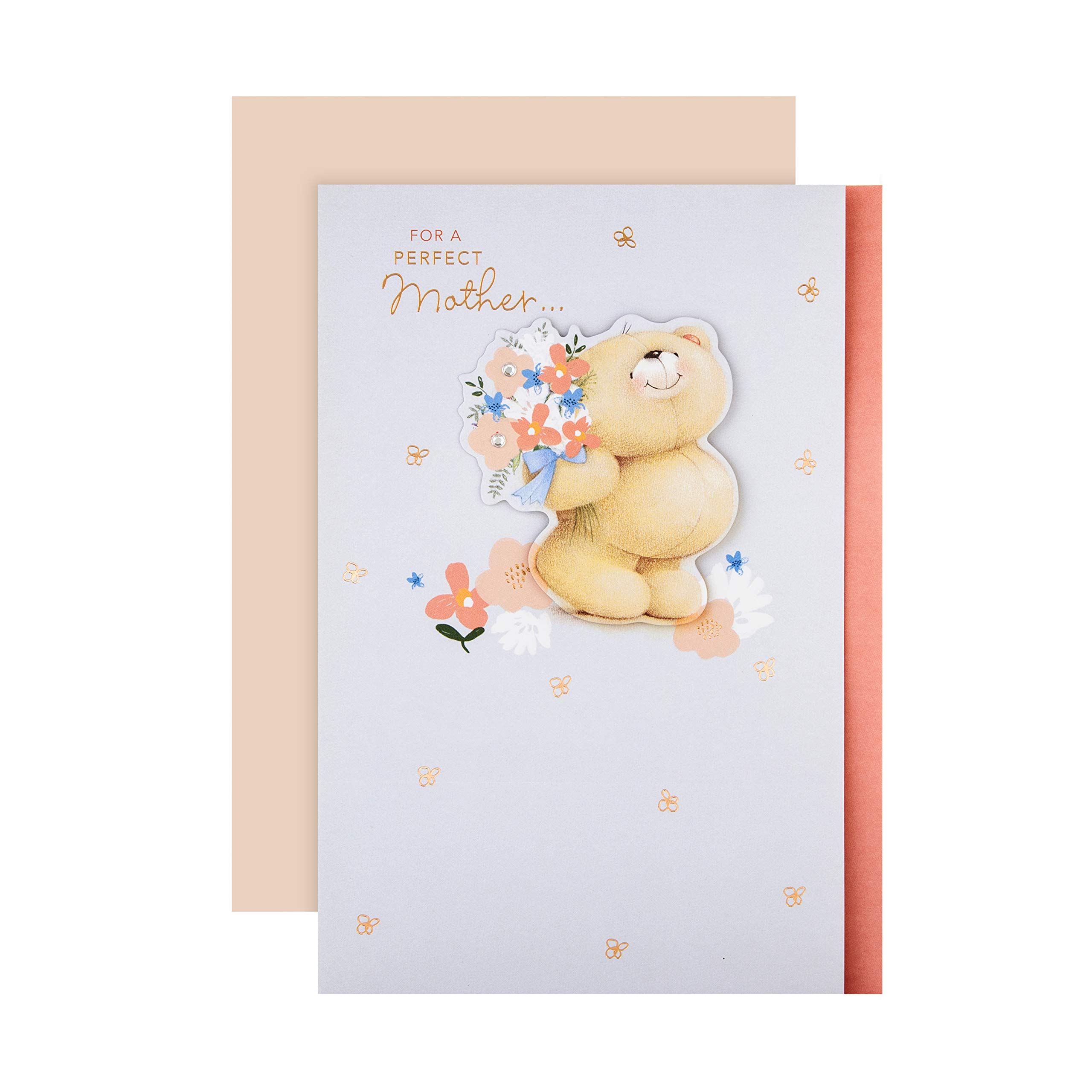 Hallmark Mothers Day Card for Mother, Cute Forever Friends Bears Design, From Daughter, From Son, Blue, Pink, White