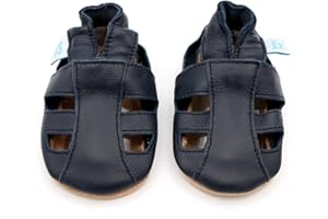 Dotty Fish Infant and Toddler Soft Leather Sandals – Barefoot-Friendly, Non-Slip Suede Sole, Podiatrist Recommended, Breathable Baby-Safe Leather, British Brand – Fits 0–4 Years