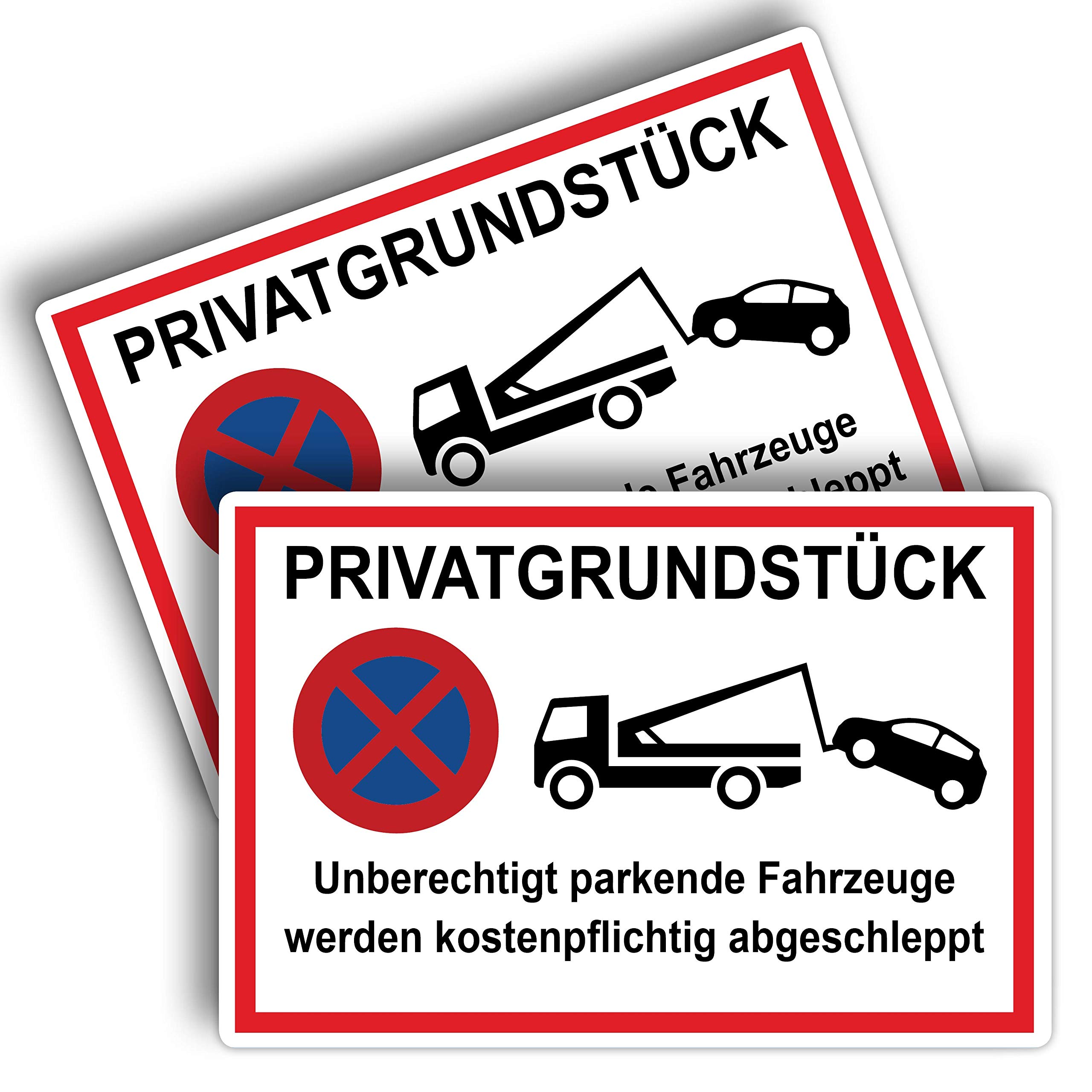 Strobo Privatgrundstück Sign Unauthorised Parking Vehicles Will Be Checked Charged 20 x 30 cm Made of Sturdy PVC Hard Foam Board 3 mm with UV Protection Pack of 2