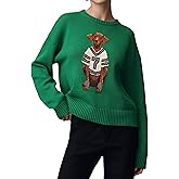 Dsewpaur Women Dog Print Sweater Crew Neck Long Sleeve Knit Top Pullover Jumper Fall Winter 2025 Cloth Outfits