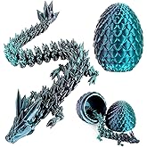 SUMLAND 3D Printed Dragon Eggs with Dragon Inside,Articulated 3D Dragon,Crystal Egg Fidget Toys Black Green