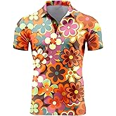 Golf Shirts for Men 70s Outfits Dry Fit Short Sleeve Shirt Funny Mens Golf Shirts