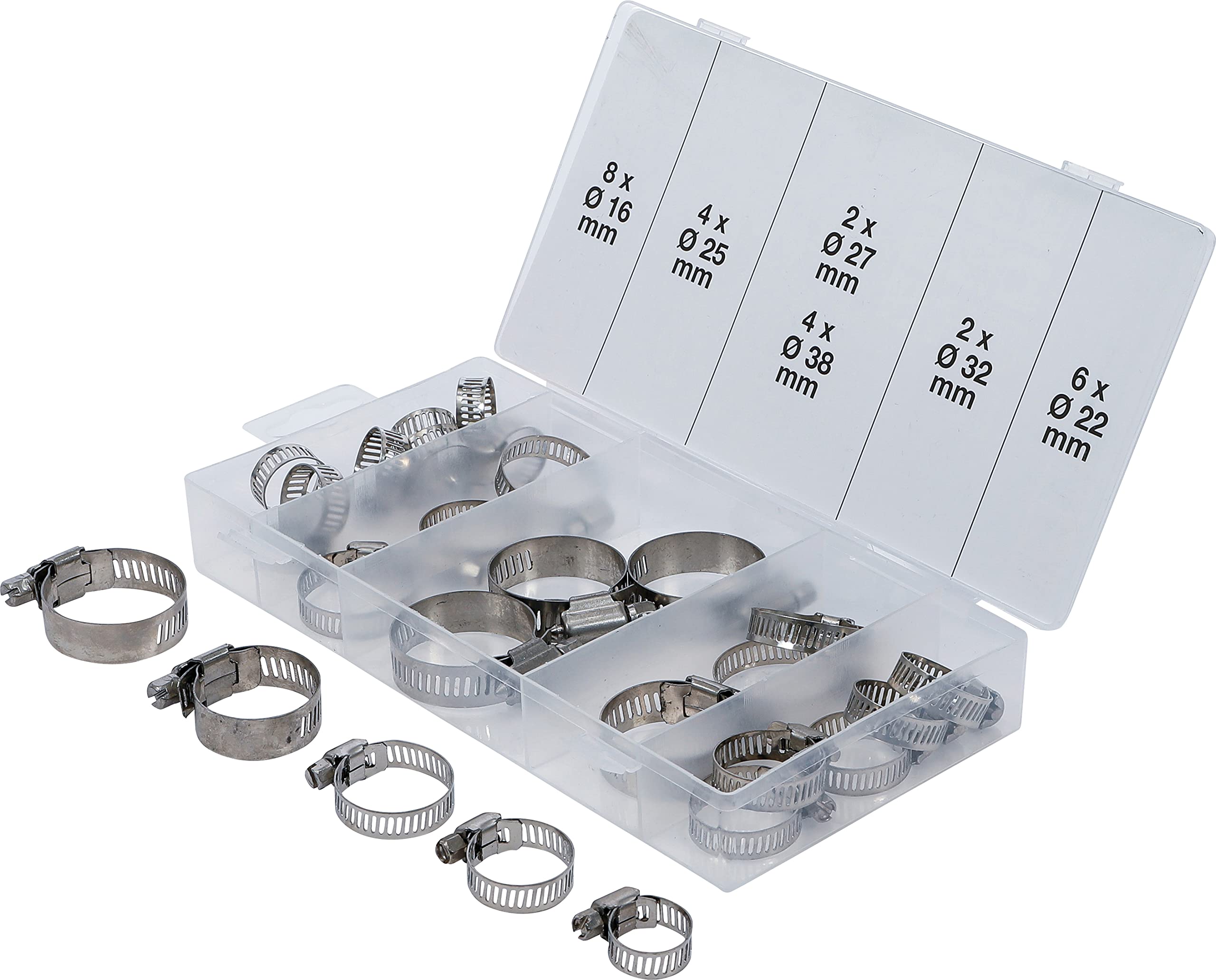 BGS 8055-1 | Hose Clamp Assortment | stainless | Ø 16 - 38 mm | 26 pcs.