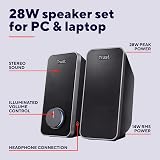 Trust Arys 2.0 PC Speakers 28W Peak 12W RMS 3.5mm USB Powered Black view 2