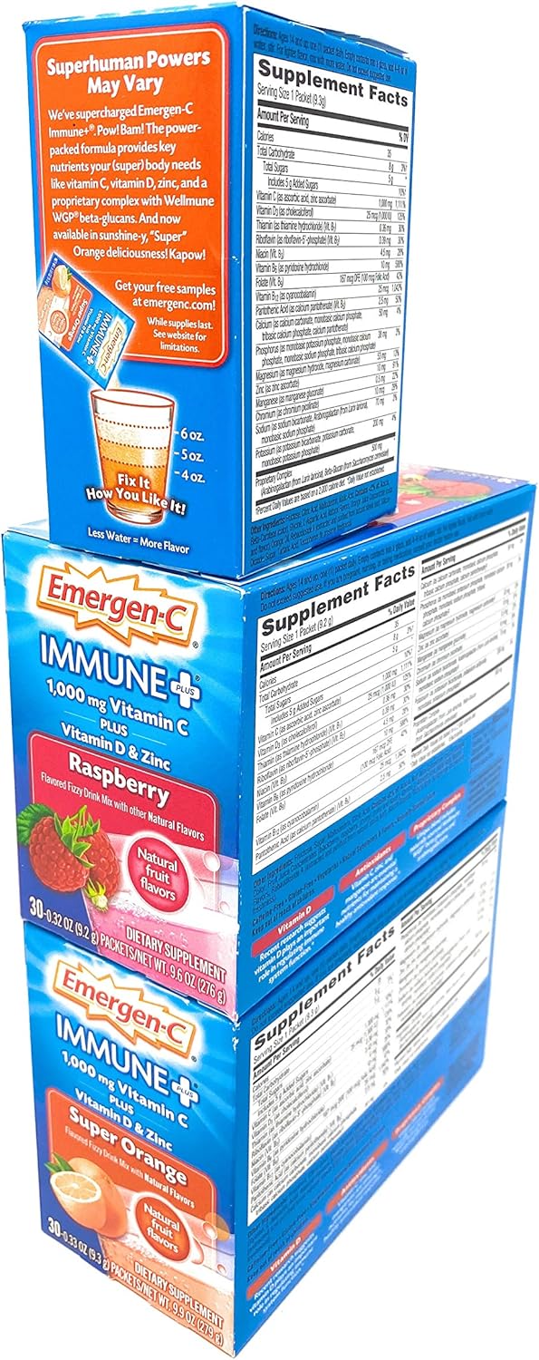 Emergen-C Immune Plus with Vitamin D and Zinc Variety Pack, 70 ct.: Health & Personal Care