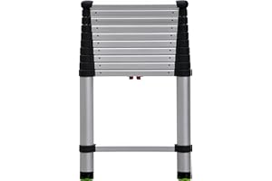 Telesteps 1400E Telescoping Extension Ladder – 10.5 ft Height, 14 ft Reach | Type 1 250 lb Rated | Lightweight Aluminum Ladder with One-Touch Retraction & Pivoting Feet