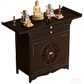 BDKNBHG Altar Table with Storage, Buddhist Altar Cabinet for Home | Freestanding altar cabinet with drawers, doors and shelves for meditation, prayer, statues, offerings and home shrine use.