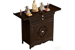 BDKNBHG Meditation Altar Table - Buddhist Pooja Shrine Altar Table Shrine Ancestral Ancestor Chinese for Altar Pooja Tables High Altars with Storage,Walnut/31.5IN