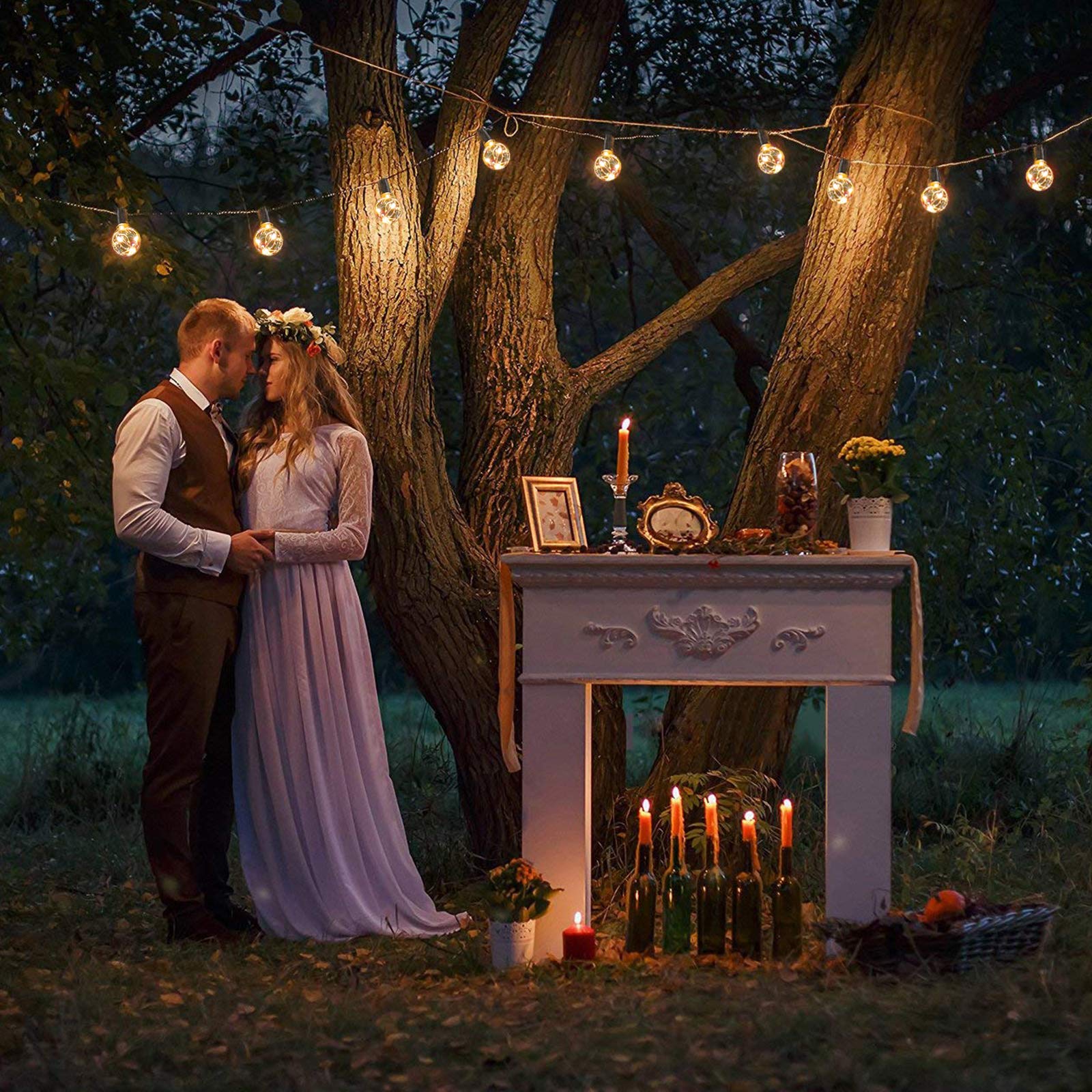 Lichterketten 5m mit 12 G40 LED Glühbirne Tomshine, IP44 Wasserdicht für Outdoor / Indoor, LED Retro Lampe, Dekolampe für Heimtextilien, Garten, Party, Hochzeit, Grill, Weihnachten, Feier, Zeremonie + 1Ersatzbirnen + 6Stk Haken [Energieklas