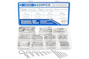 LRVOJUY 220PCS Cotter Pin Assortment Kit, 13 Sizes Premium 304 Stainless Steel Cotter Pins, Heavy Duty R Clips & Hairpin Cotter Pin Set, Hardware Pins for Automotive, Trailer, Hitch Pin Lock System