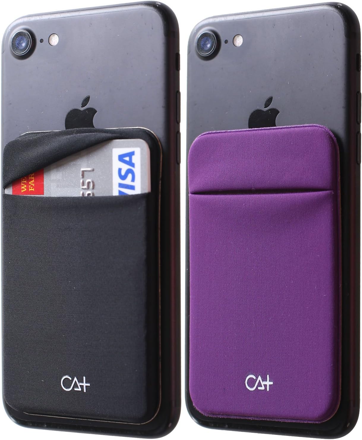 [Two] Stretch Card Sleeves Stick On Wallet for Cell Phone