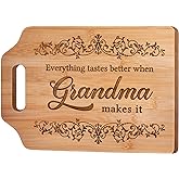 AceThrills Grandma Gifts for Grandma Christmas Birthday Gifts from Grandkids for Mother's Day - Engraved Bamboo Cutting Board 12.3"L x 8.7"W x 0.4"Th (Everything Tastes Better)