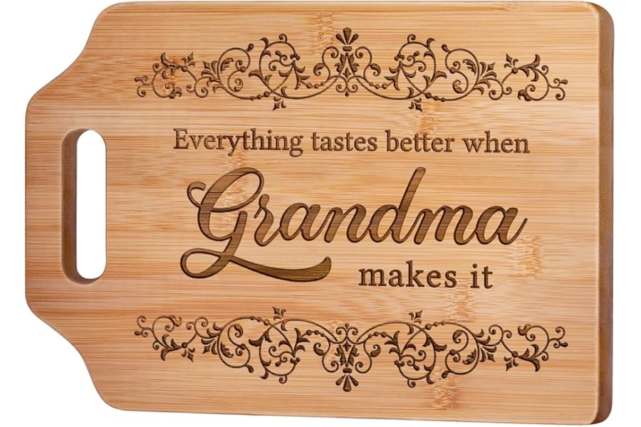 AceThrills Mothers Day Gifts for Grandma Gifts for Birthday from Grandkids - Engraved Bamboo Cutting Board 12.3"L x 8.7"W x 0 Book
