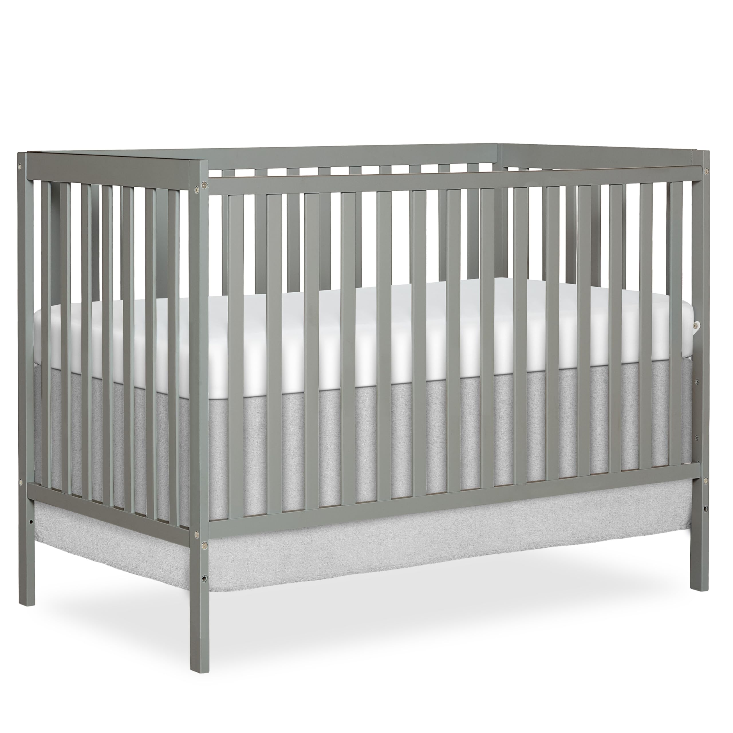 Photo 1 of Dream On Me Synergy 5-in-1 Convertible Full-Size Baby Crib with Toddler, Day & Full Bed Conversion in Cool Grey, GreenGuard Gold & JPMA, 3 Mattress Heights, Sustainable Pinewood