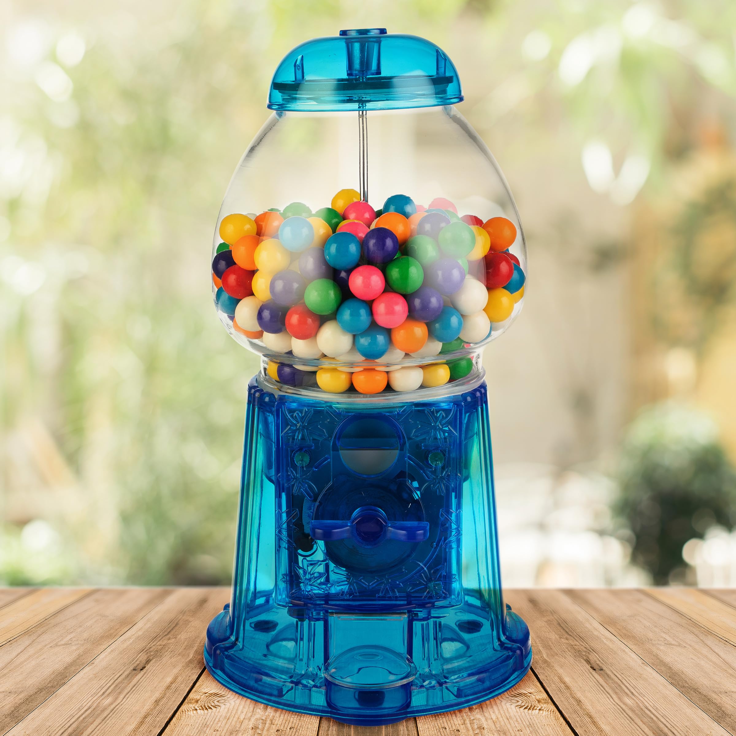 11-Inch Translucent Gumball Machine - Coin-Operated Candy Dispenser Vending Machine and Piggy Bank by Great Northern Popcorn (Blue)