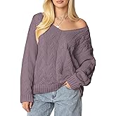 IWD Women's Oversized Sweaters Cable Knit V Neck Long Sleeve Pullover Sweater 2026