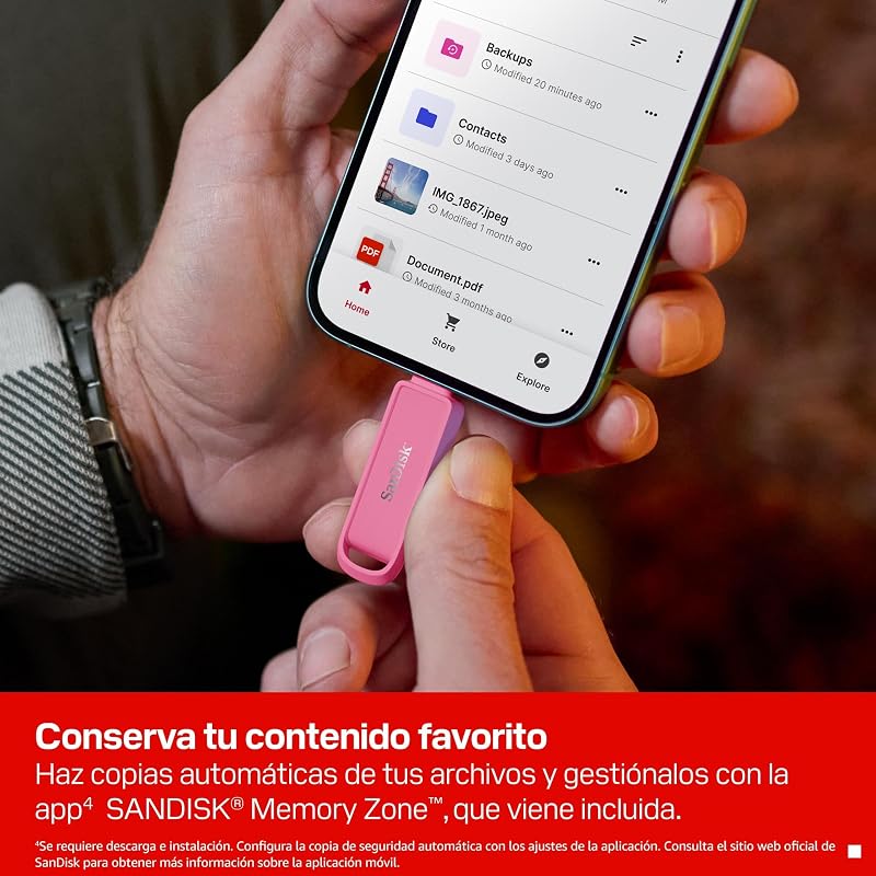 Unidade de telemóvel com USB Tipo-C de 1 TB (para smartphones, tablets e computadores, velocidades de 150 MB/s, fazer backups automáticos, recuperação de dados) - Starfish Pink