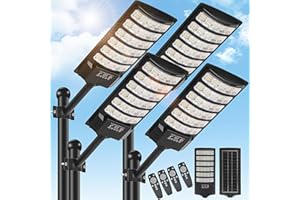 BRIGHTWE 4 Pack Solar Street Light Outdoor 30000LM 6500K Waterproof Motion Sensor LED Solar Powered Flood Light with Remote Control Dusk to Dawn Commercial Area Lighting for Outside Parking Lot