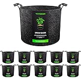 VIVOSUN 10-Pack 15 Gallon Grow Bags, Reinforced Planter Fabric Pots for Gardening Black