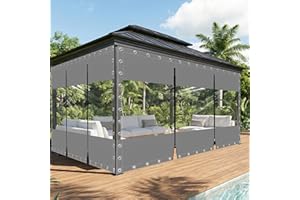 21.16 Oz Heavy Duty Porch Enclosure with Grommets, 10'Wx10'H Clear Vinyl Patio Enclosure, Thick Clear Heavy-Duty Waterproof P