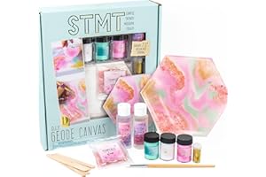 STMT D.I.Y. Geode Canvas Set, Contemporary Resin Activity Kit, Design Your Own Geometric Wall Art Decor, Unique Pour Paint Kit, Perfect DIY Home Decor Kit, Great Housewarming Gift, Multi, One Size