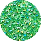 Jmassyang 400 Pieces 8mm Glossy Acrylic Faceted Beads AB Color Crystal Round Plastic Spacer Crafts Bead for DIY Necklaces Bracelets Earrings Jewelry Making Bead Curtains Home Decoration(Green AB)