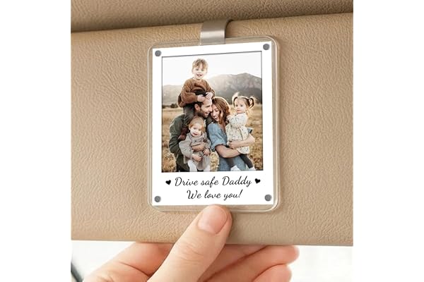 NAZENTI Custom Car Visor Photo Clip Gifts for Fathers Day, Personalized Drive Safe Daddy Car Visor Clip, Drive Safe Gift for Grandpa Papa, Gift for Fathers Day from Kids, Gifts Birthday Christmas