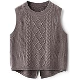 Ciovkis Women's Merino Wool Blend Sweater Vest 2025 Fall Winter Casual Crew Neck Cable Sleeveless Knit Pullover Sweater