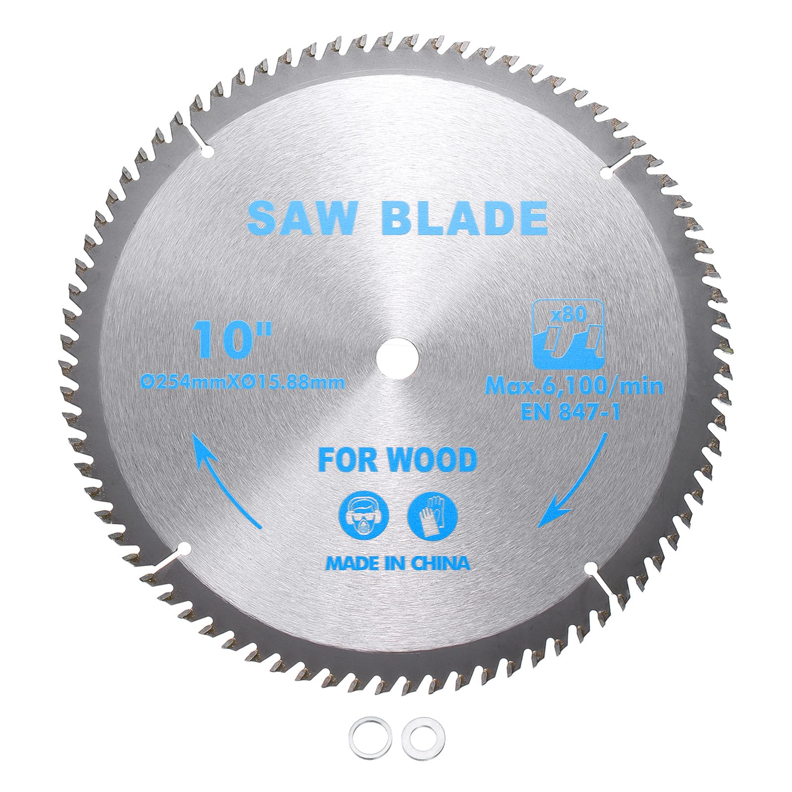 Kozelo Circular Saw Blade - [10 Inch x 80 Teeth x 5/8 Inch Arbor] Tungsten Carbide Tipped Table Miter Saw Blades with 5/8 Inch to 1/2 Inch 3/8 Inch Washer Adapters | Orange