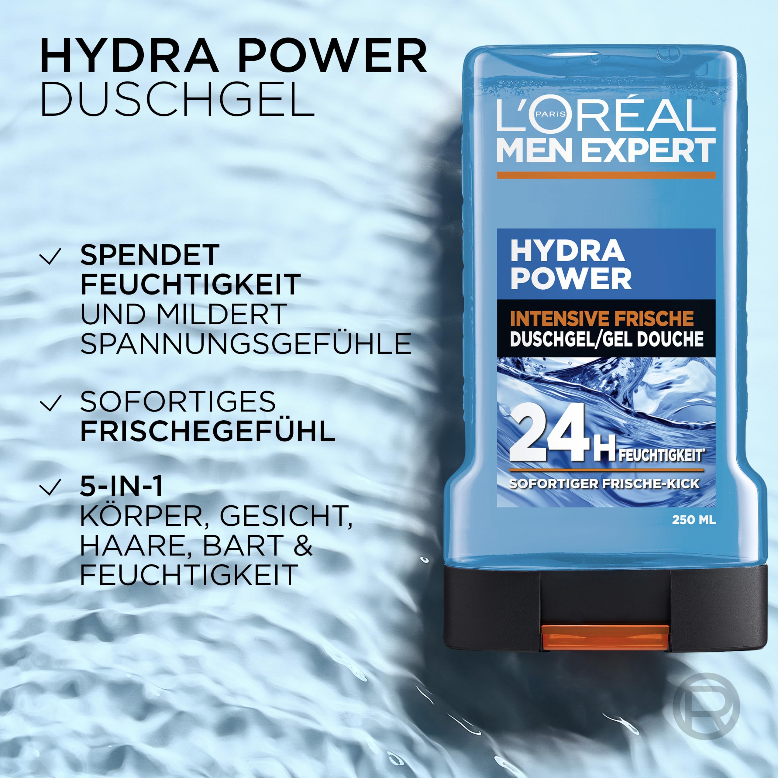 L'Oréal Men Expert Duschgel und Shampoo für Männer, Duschbad zur Reinigung von Körper, Haar und Gesicht, Herren Körperpflege für hydratisierte Haut mit Mountain Water, Hydra Power, 1 x 250 ml 3
