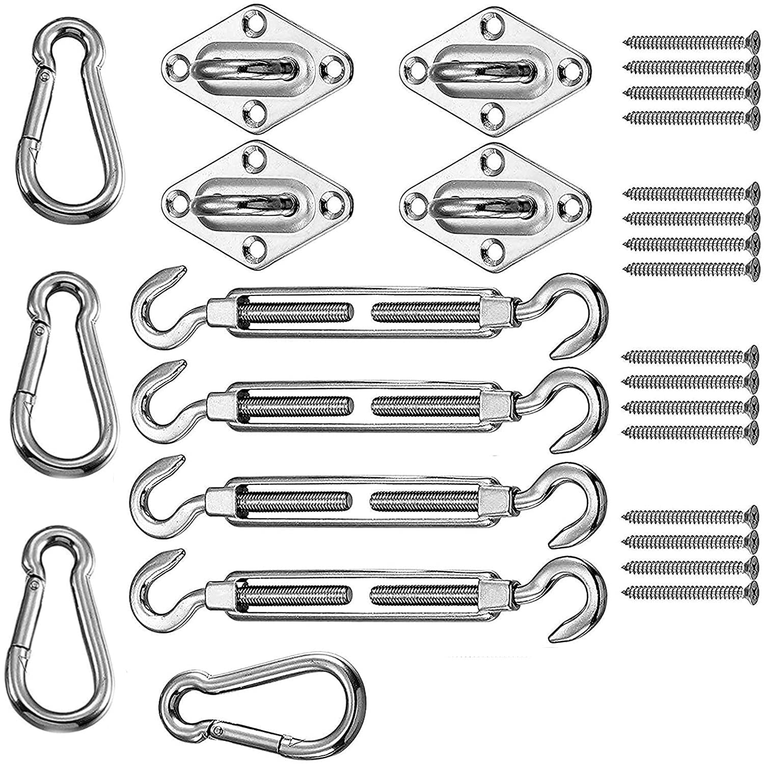 LATRAT M5 Shade Sail Fixing Kit, Square and Rectangular Sun Shade Wall and Posts, Solid Wind Resistant (28 Pieces)