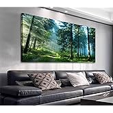 Green Forest Canvas Wall Art Living Room Wall Decor Large Nature Pictures Canvas Artwork Contemporary Wall Art Modern Landscape Pine Trees for Kitchen Office Home Decoration 20" x 40"
