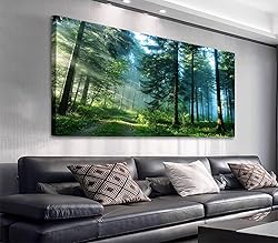 Green Forest Canvas Wall Art Living Room Wall Decor