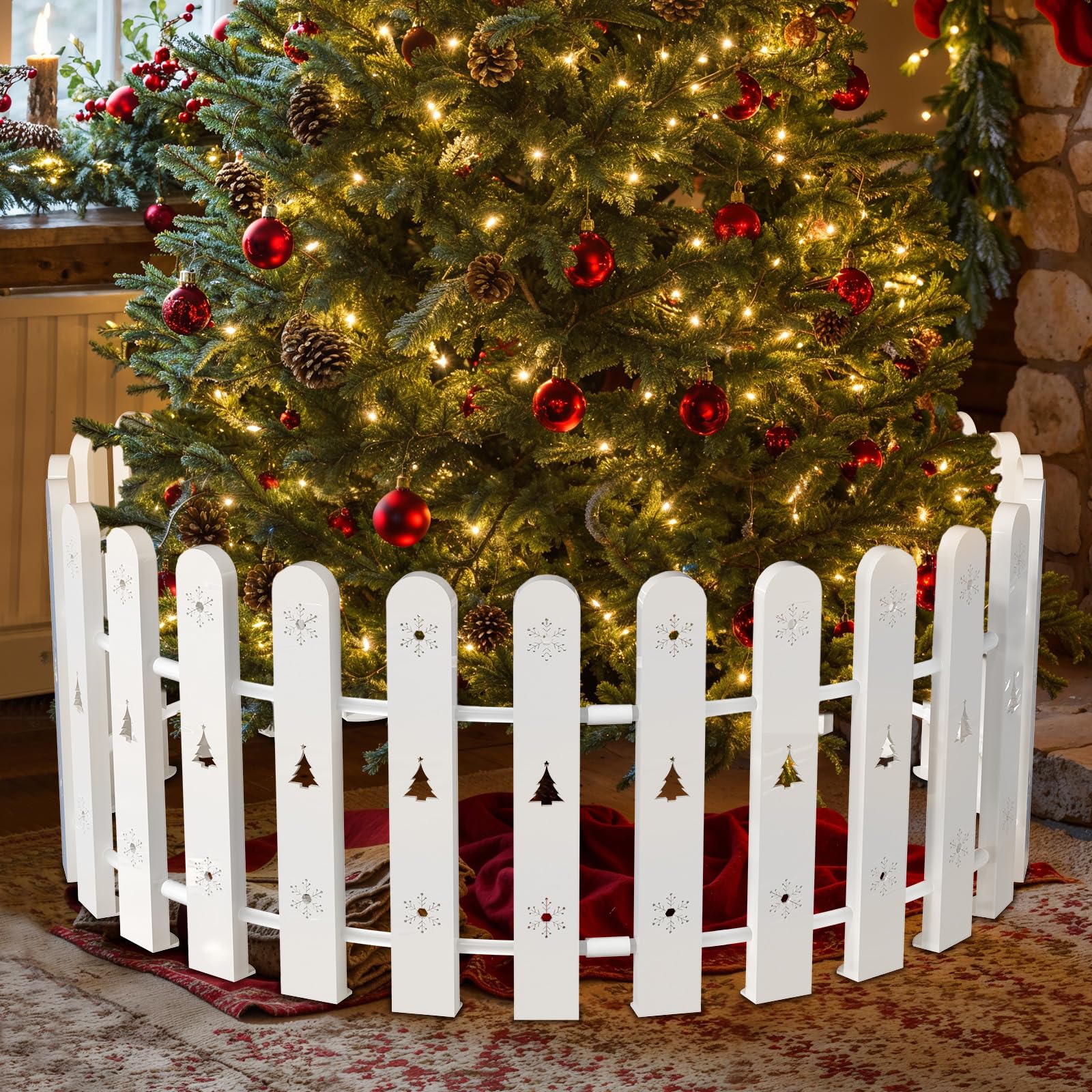 Photo 1 of *USED*
BeBecome Christmas Tree Fence Decor - 28 Pcs Quick Setup Adjustable Freestanding Circle Barrier, White Indoor Holiday Decoration for Festive Cozy Ambiance, Pet & Family Safe