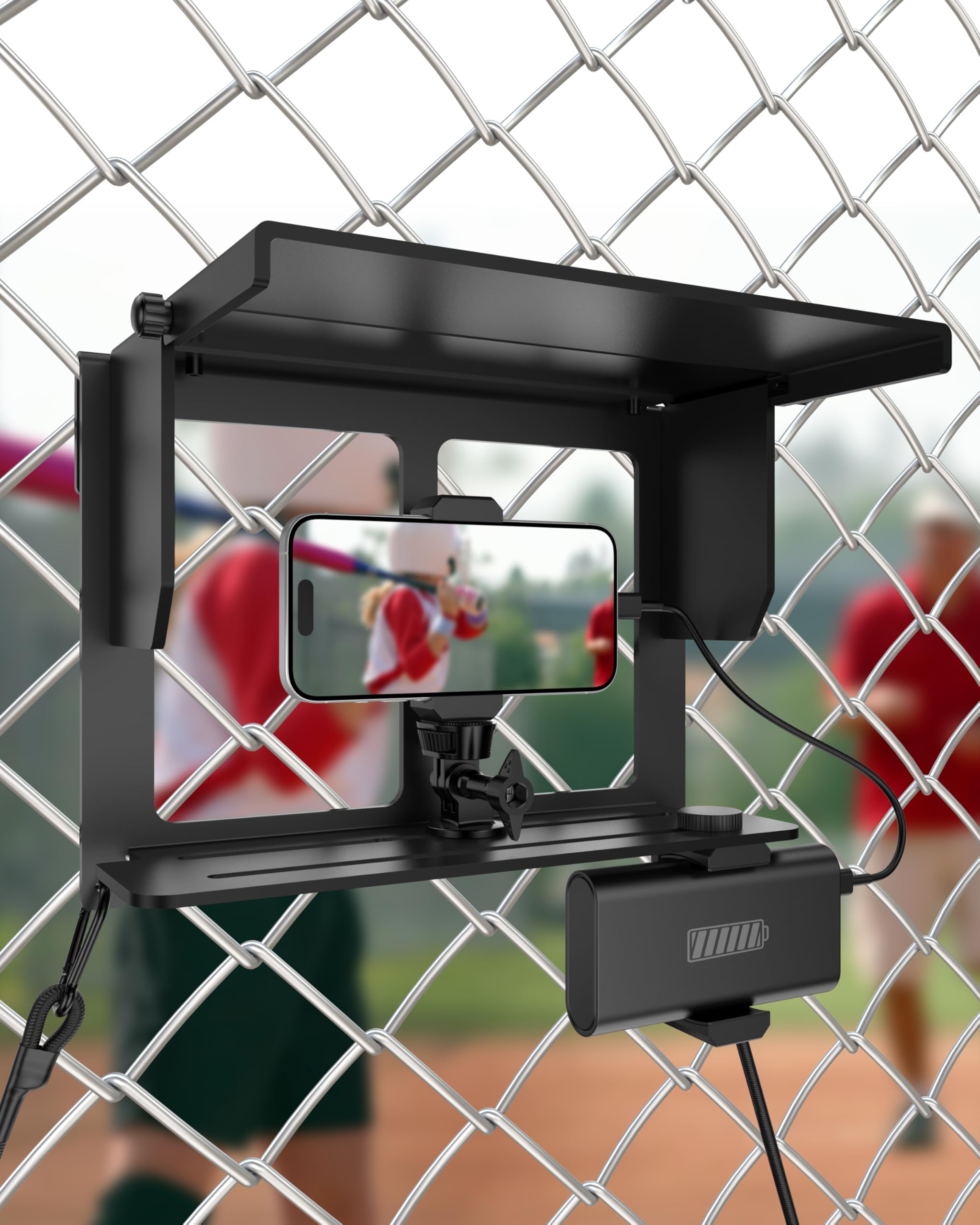 Photo 1 of Stouchi Game Changer Mounting Kit, Fence Mount with Adjustable Sun Shade Power Bank Clip, Stable No-Shake Recording Kit for iPhone, Samsung, GoPro, Mevo Start for Baseball Softball Tennis
